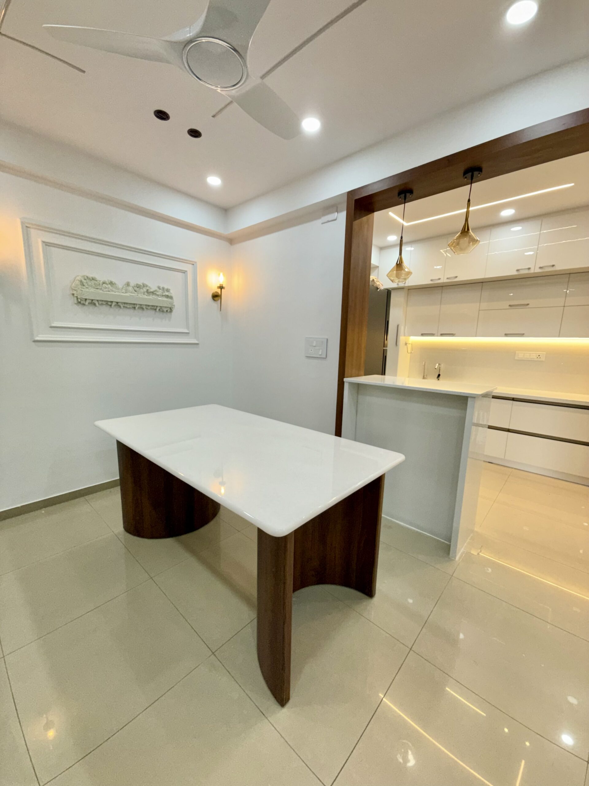 TPU surface protection film applied to a marble kitchen countertop in a Yelahanka villa